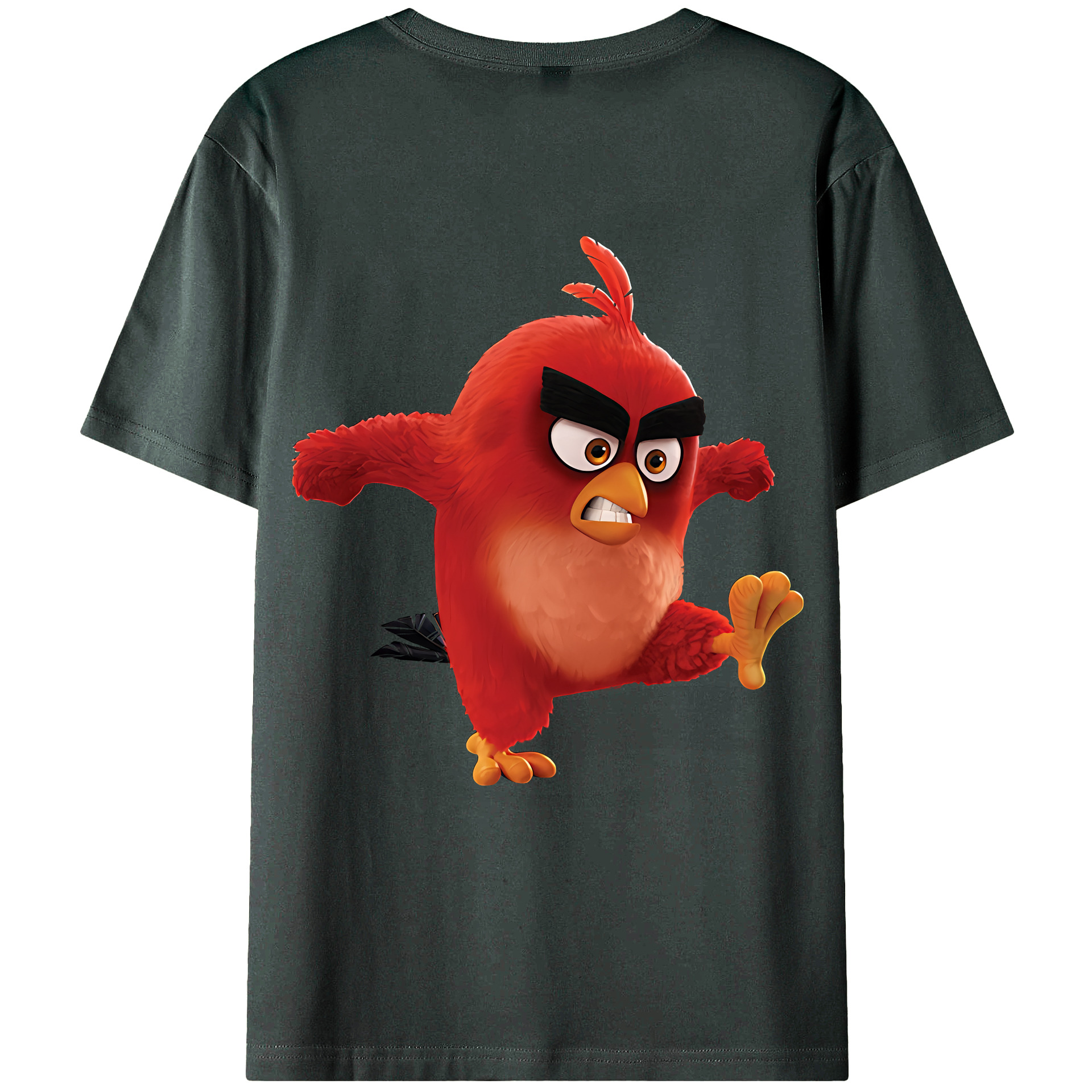 （画像用） Angry Birds アングリーバード 綿100％ メンズ半袖Tシャツ（バックプリント） 通気性